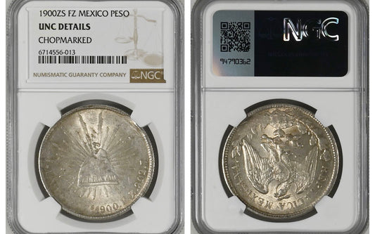 México 8 Reales 1900 Zacatecas FZ resellos orientales