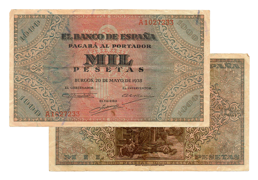 Estado Español 1000 Pesetas 20 Mayo 1938 Peq. cortecito MBC+