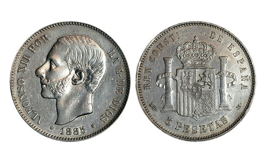 Alfonso XII 5 Pesetas 1885 *18-87 MPM Lig. golpec. EBC