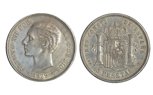 Alfonso XII 5 Pesetas 1879 *18-79 EMM MBC+