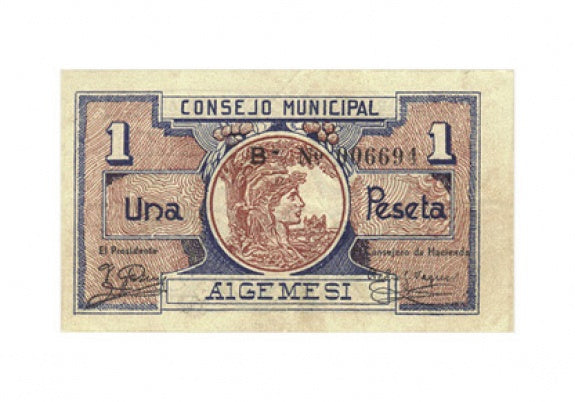 Algemesí (Valencia) 1 Peseta 1937 MBC+