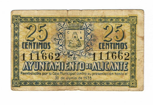 Alicante 25 Céntimos 1937 MBC-