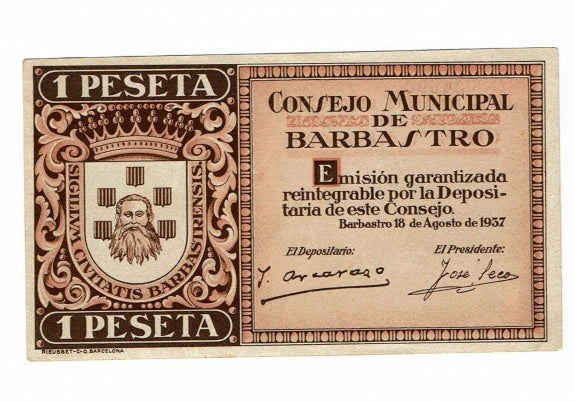 Barbastro (Huesca) 1 Peseta 1937 EBC+