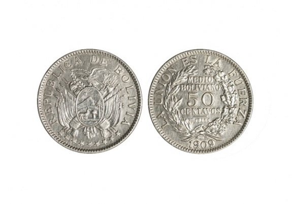 Bolivia 50 Centavos 1909 H MBC-EBC