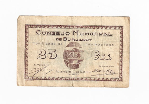 Burjasot (Valencia) 25 Céntimos 1937 MBC-