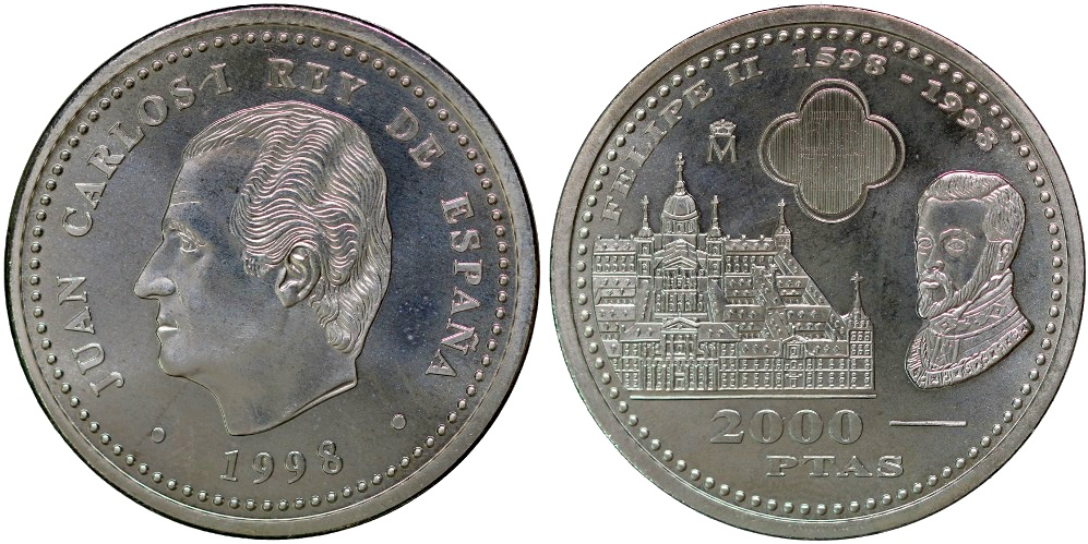 2000 Pesetas 1998 Felipe II SC