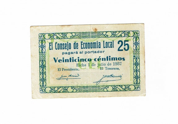 Elche (Alicante) 25 Céntimos 1937 EBC-