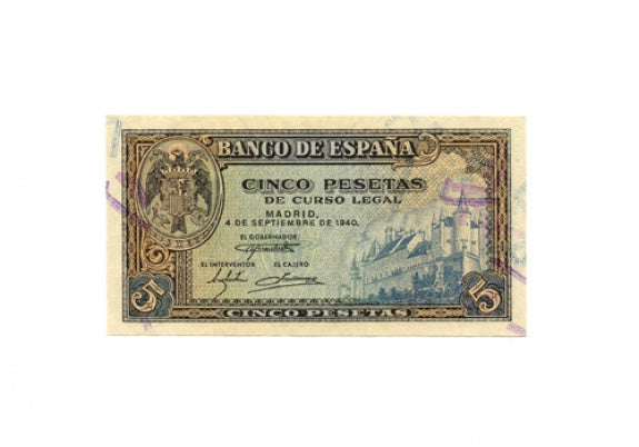 Estado Español 5 Pesetas 4 septiembre 1940 Alcázar SC