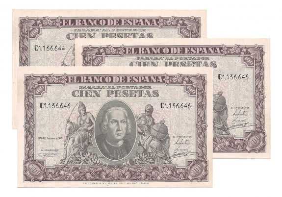 Estado Español Trio 100 Pesetas 1940 EBC