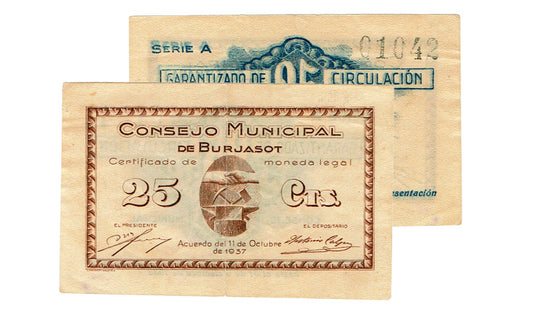 Burjasot (Valencia) 25 Céntimos 11 de Octubre de 1937 EBC-