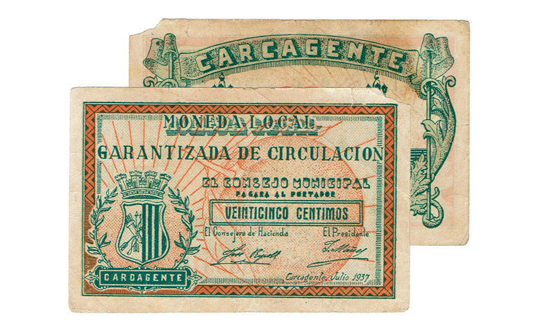 Carcagente (Valencia) 25 Céntimos Julio 1937 MBC-