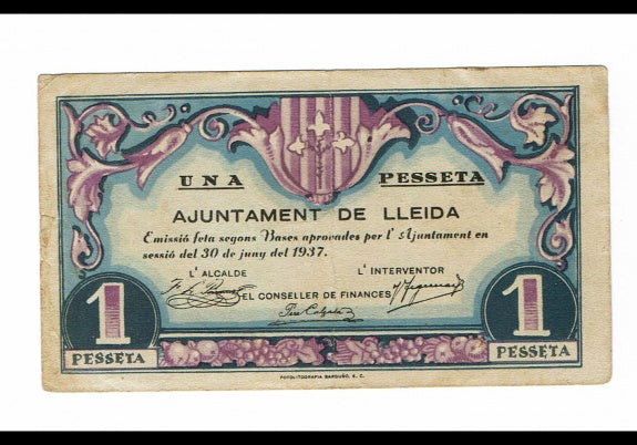 Lleida 1 Peseta 1937 MBC