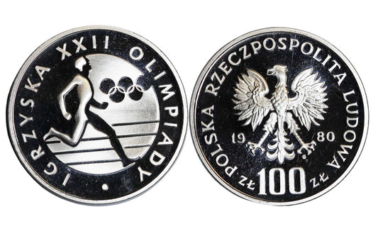 Polonia 100 Zlotych 1980 XXII Juegos Olímpicos Moscú PROOF