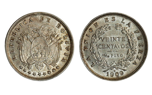 Bolivia 20 Centavos 1909 EBC