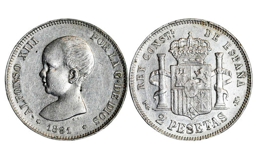 Alfonso XIII 2 Pesetas 1891*18-91 EBC/ MBC+