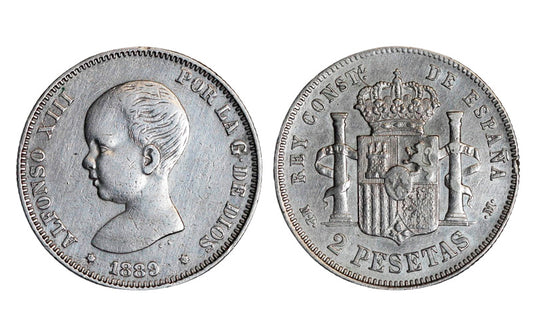 Alfonso XIII 2 Pesetas 1889*18-89 MBC+