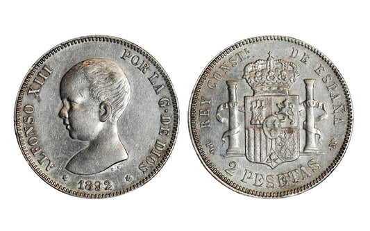 Alfonso XIII 2 Pesetas 1892*18-92 EBC