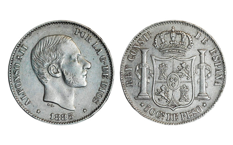 Alfonso XII 50 Centavos de Peso 1885 Manila EBC