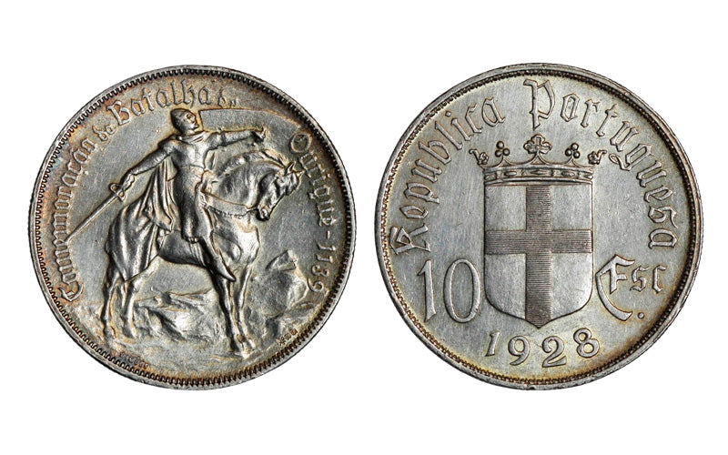 Portugal 10 Escudos 1928 Batalla de Ourique Leve golpec. SC-