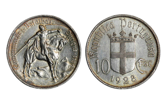 Portugal 10 Escudos 1928 Batalla de Ourique Leve golpec. SC-