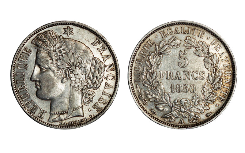 Francia II República 5 Francos 1850 A EBC-