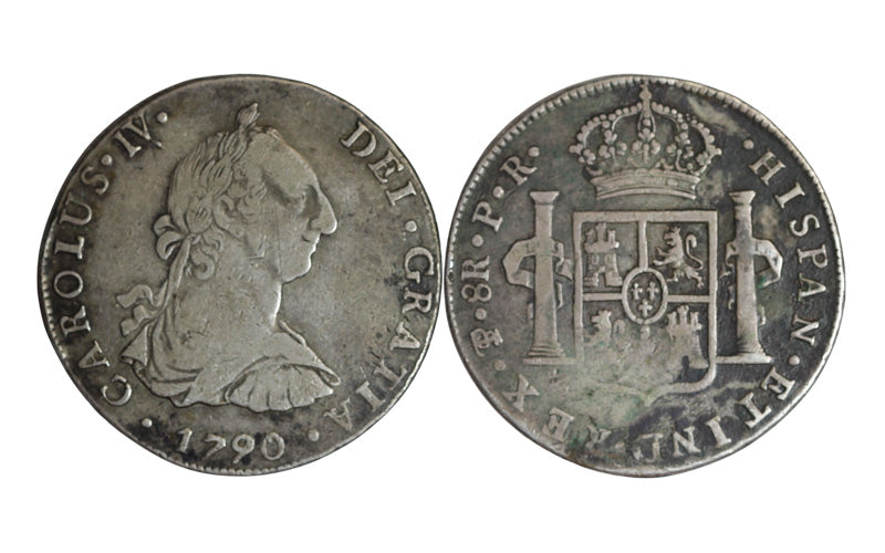 Carlos IV 8 Reales 1790 Potosí PR Busto de Carlos III y ordinal IV MBC-