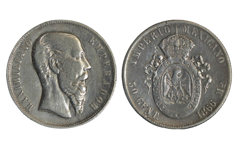 México Maximiliano I de Habsburgo (1864-1867) 50 Centavos 1866-Mo MBC