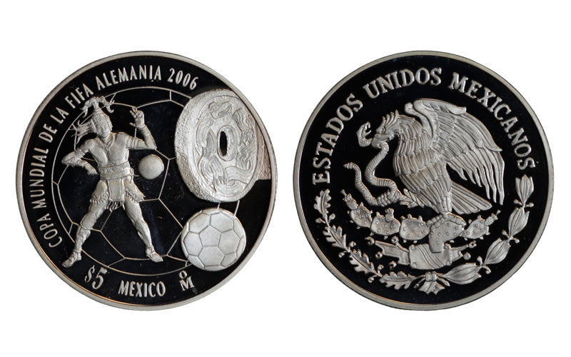 México 5 Pesos 2006 Copa mundial de la FIFA PROOF