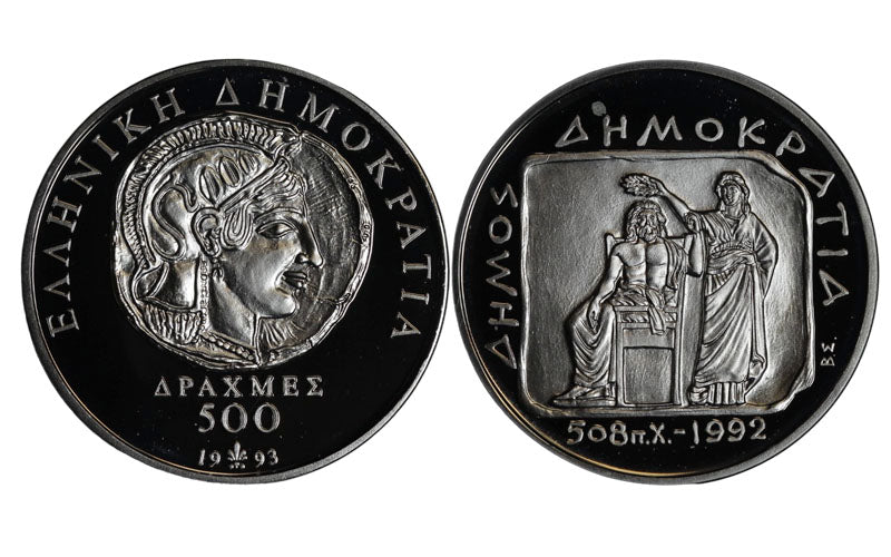 Grecia 500 Dracmas 1993 2500 Aniv. Democracia PROOF