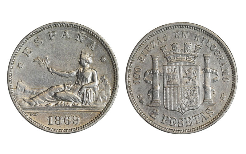 Gobierno Provisional 2 Pesetas 1869*18-69 MBC-EBC