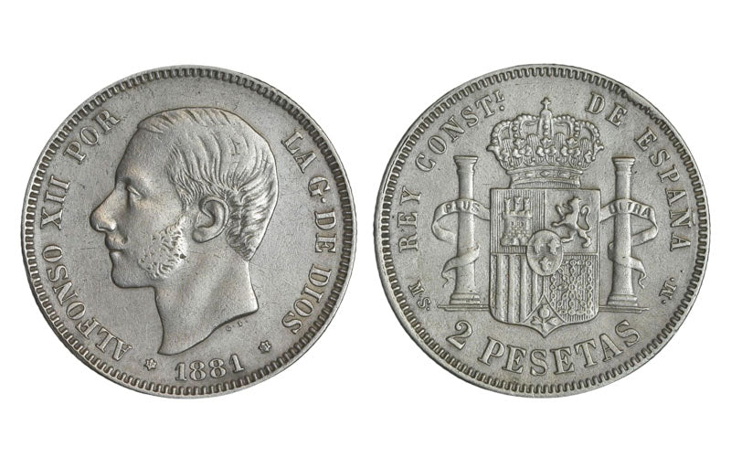 Alfonso XII 2 Pesetas 1881*18-81 MBC+