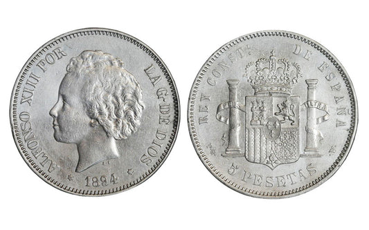 Alfonso XIII 5 Pesetas 1894*18-94 PGV MBC-EBC