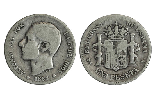 Alfonso XII 1 Peseta 1884*&#8211; BC