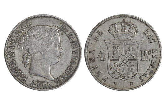 Isabel II 4 Reales 1857 Sevilla MBC+