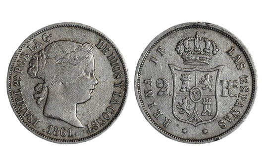 Isabel II 2 Reales 1861 Madrid MBC/MBC+