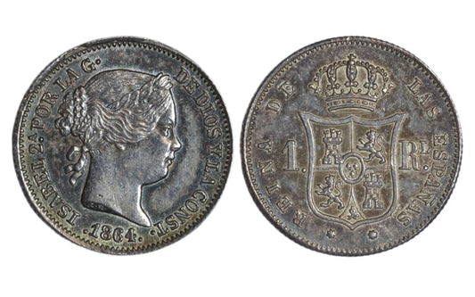 Isabel II 1 Real 1864 Sevilla EBC-SC