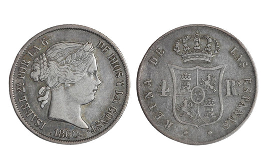 Isabel II 4 Reales 1860 Barcelona MBC