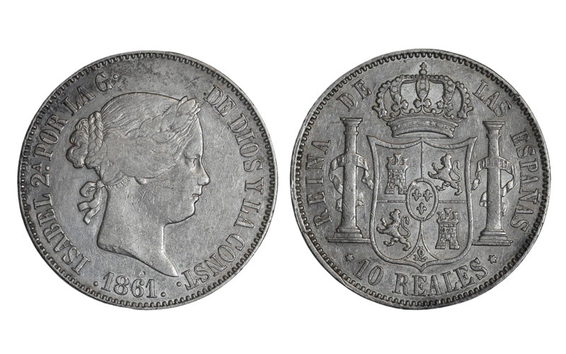 Isabel II 10 Reales 1861 Madrid MBC-EBC