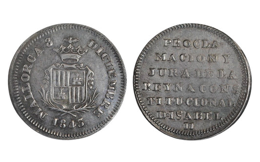 Isabel II (1833-68) Medalla de proclamación Mallorca 1843 EBC