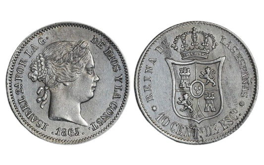 10 Céntimos de Escudo 1865 Barcelona EBC+/EBC