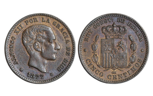 Alfonso XII 5 Céntimos 1877 EBC-SC