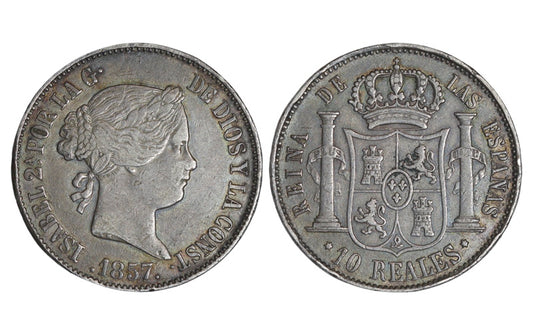 Isabel II 10 Reales 1857 Madrid MBC