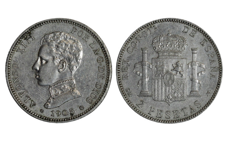 Alfonso XIII 2 Pesetas 1905*19-05 EBC