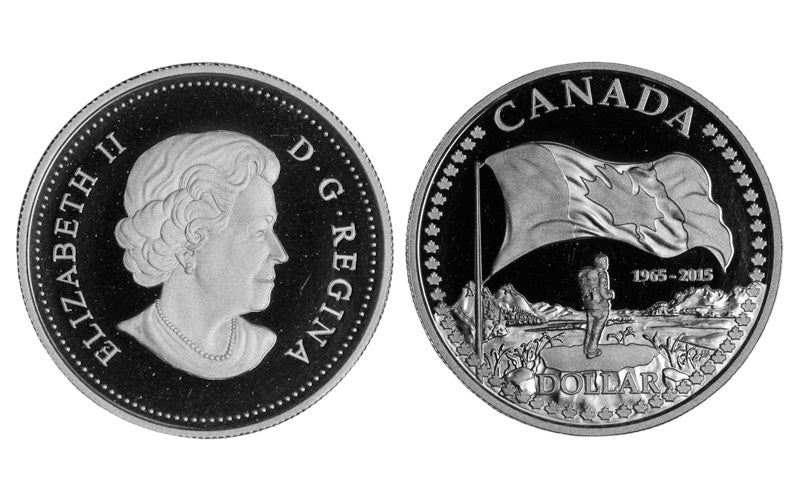 Canadá 1 Dólar 2015 50 Aniversario de la bandera canadiense PROOF