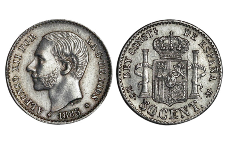 Alfonso XII 50 Céntimos 1885*86 EBC-SC