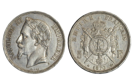 Francia 5 Francos 1870 Napoleón III EBC