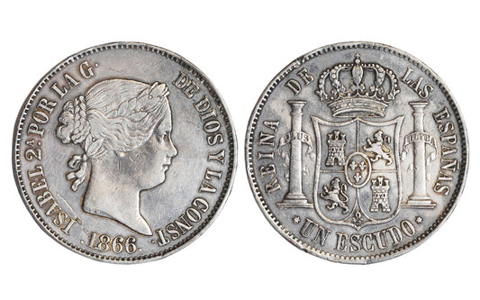 Isabel II 1 Escudo 1866 Madrid MBC+