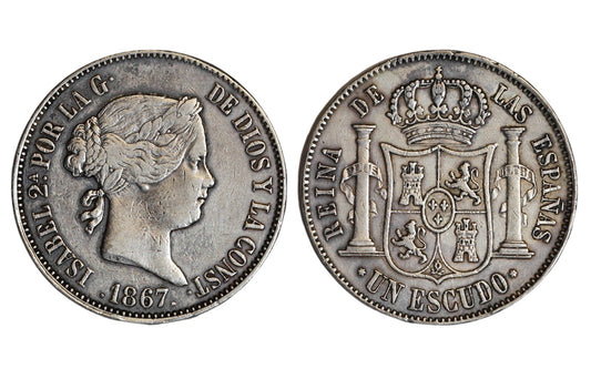 Isabel II 1 Escudo 1867 Madrid MBC+