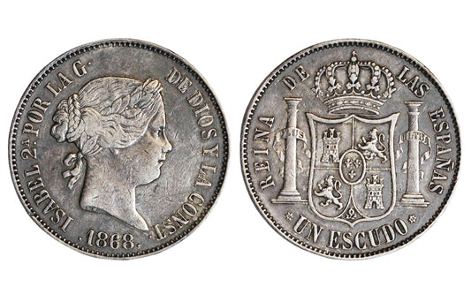 Isabel II 1 Escudo 1868*18-68 Madrid MBC+