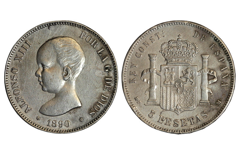 Alfonso XIII 5 Pesetas 1890*18-90 MPM Golpec. MBC+